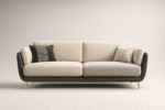 Milano sofa in off white upholstery with golden legs