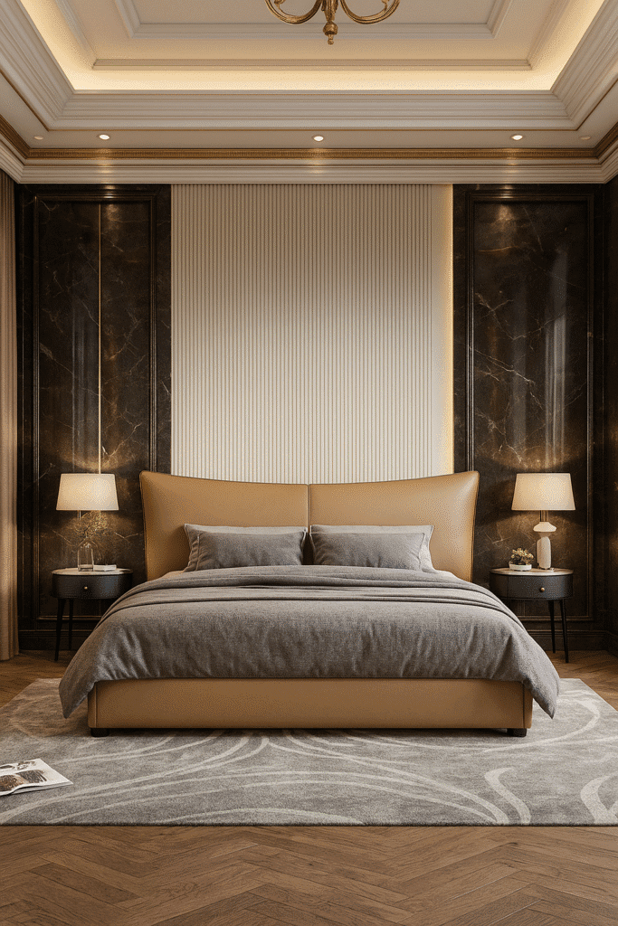 Bellagio Upholstered Bed | Luxury Beige Headboard by BOSQUE